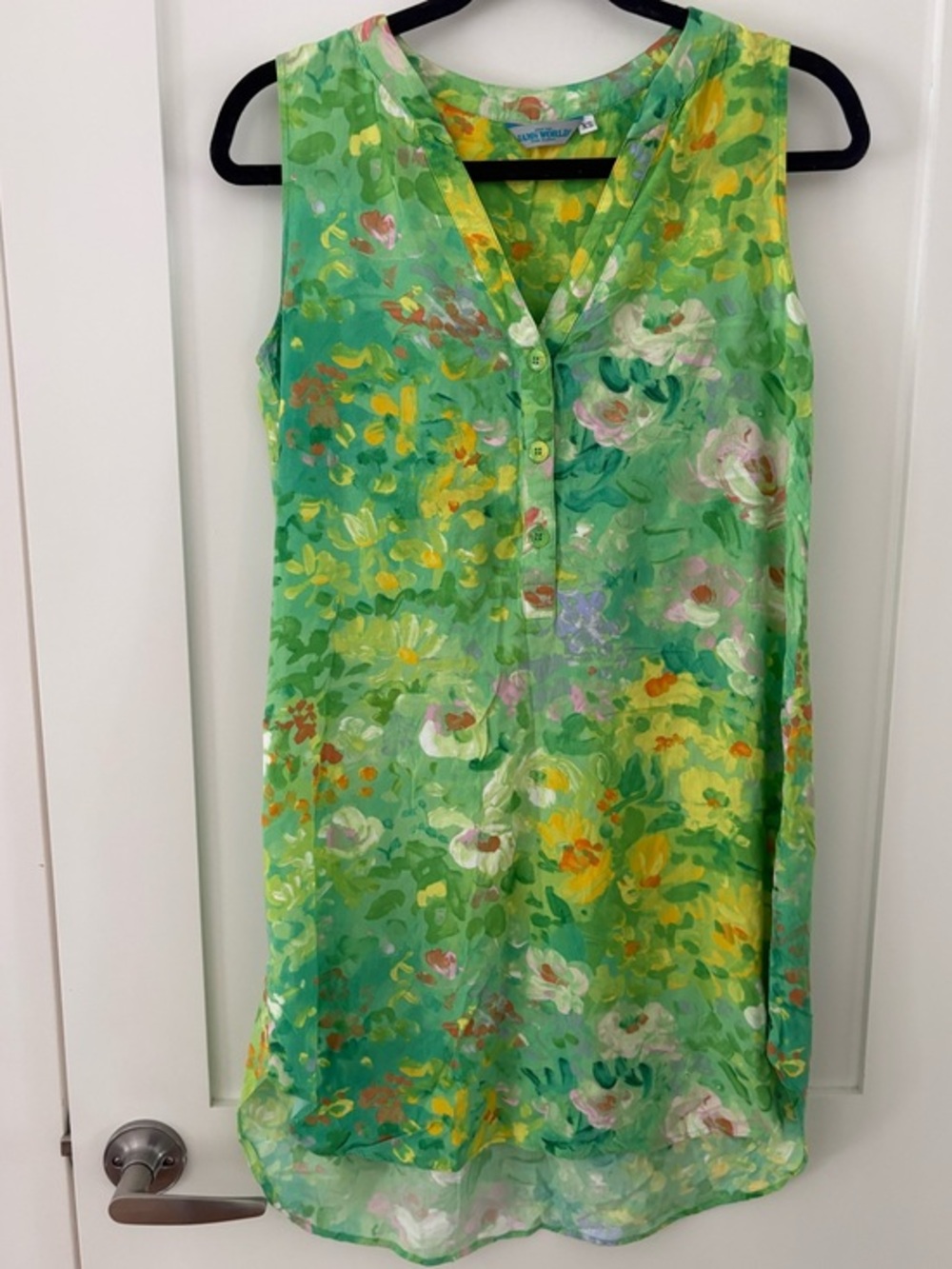 Jams World Floral Green Watercolor Sleeveless Sun Dress – Made in Hawaii XS
